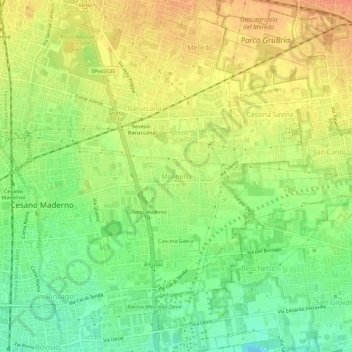 Molinello topographic map, elevation, terrain