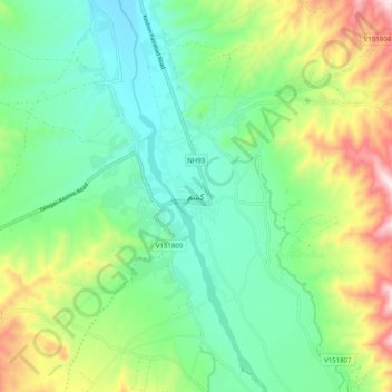Kishim topographic map, elevation, terrain