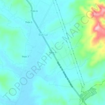 Thôn 1 topographic map, elevation, terrain