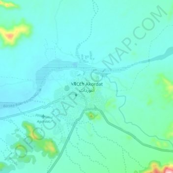 Agordat topographic map, elevation, terrain