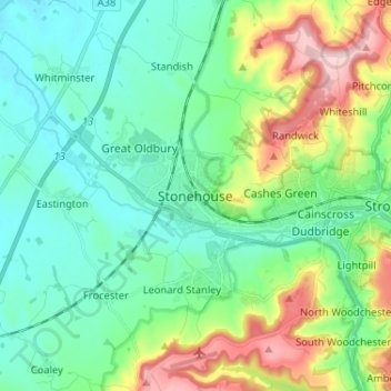 Stonehouse topographic map, elevation, terrain