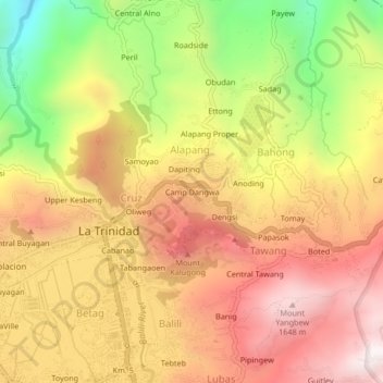 Camp Dangwa topographic map, elevation, terrain