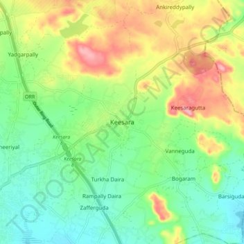 Keesara topographic map, elevation, terrain