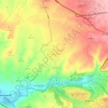 Zamarramala topographic map, elevation, terrain