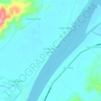 Calapangan Norte topographic map, elevation, terrain