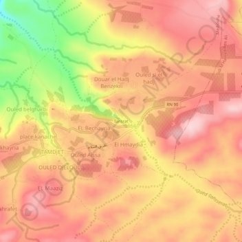 Tansrat topographic map, elevation, terrain