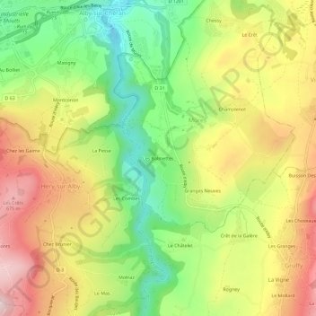 Les Balmettes topographic map, elevation, terrain