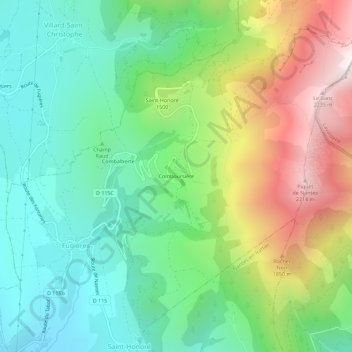 Comboursière topographic map, elevation, terrain