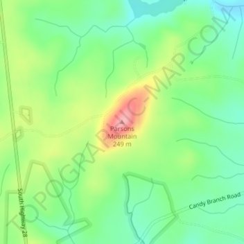 Parsons Mountain topographic map, elevation, terrain