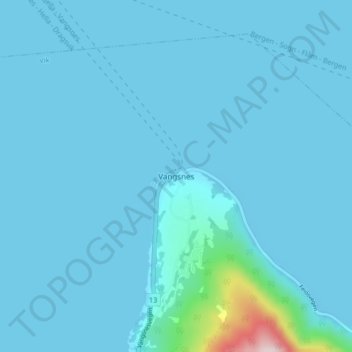Vangsnes topographic map, elevation, terrain