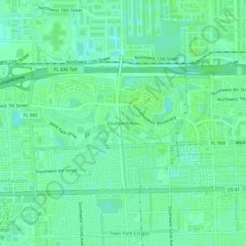Fountainbleau topographic map, elevation, terrain