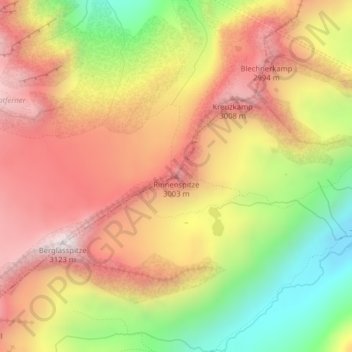 Rinnenspitze topographic map, elevation, terrain