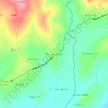 Manywanda topographic map, elevation, terrain
