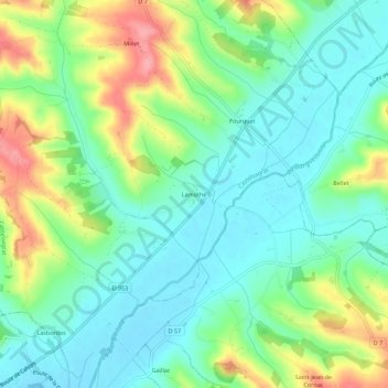 Lamothe topographic map, elevation, terrain