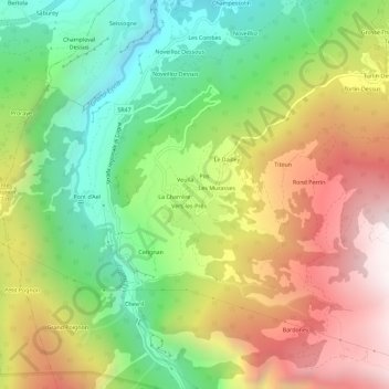 Ozein topographic map, elevation, terrain