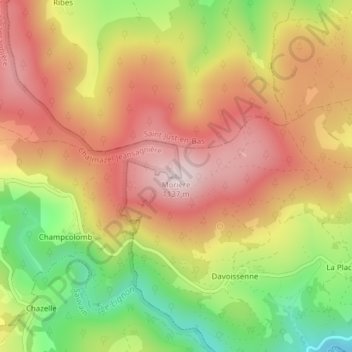 Morière topographic map, elevation, terrain