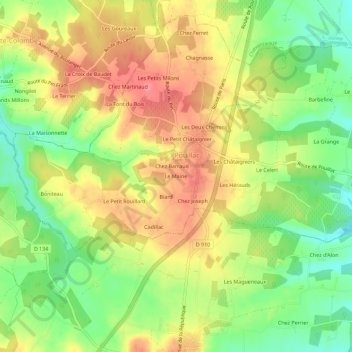 Le Maine topographic map, elevation, terrain