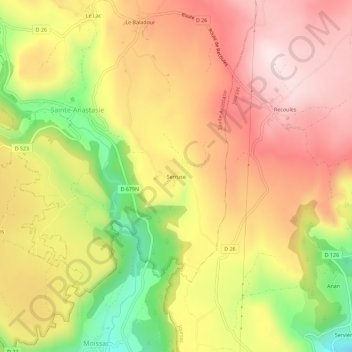 Serruse topographic map, elevation, terrain
