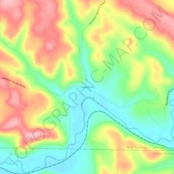 Hamilton topographic map, elevation, terrain