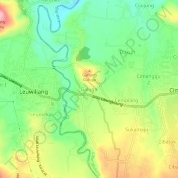 Galuga topographic map, elevation, terrain