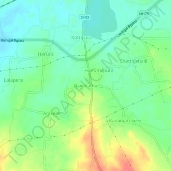 Gavimatha topographic map, elevation, terrain