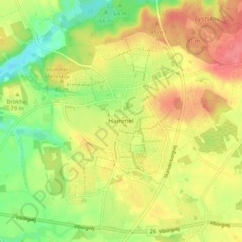 Hammel topographic map, elevation, terrain