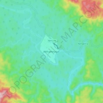 Williamnagar topographic map, elevation, terrain