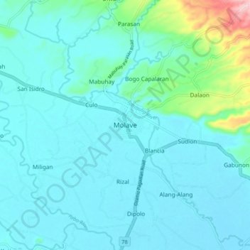Molave topographic map, elevation, terrain