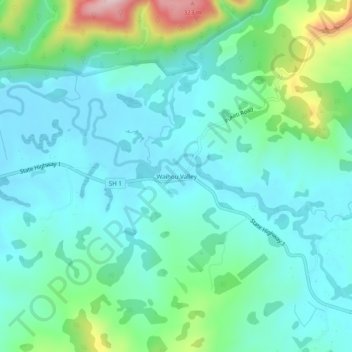 Waihou Valley topographic map, elevation, terrain
