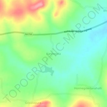 Kannegala topographic map, elevation, terrain