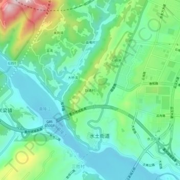 跃进村 topographic map, elevation, terrain