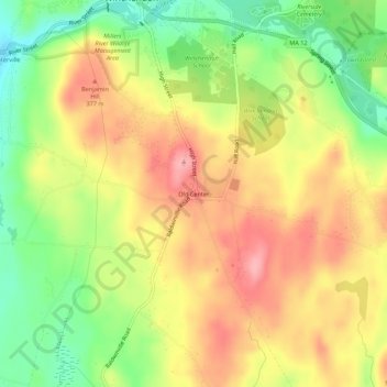 Old Center topographic map, elevation, terrain