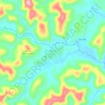 Cruzeiro do Sul topographic map, elevation, terrain