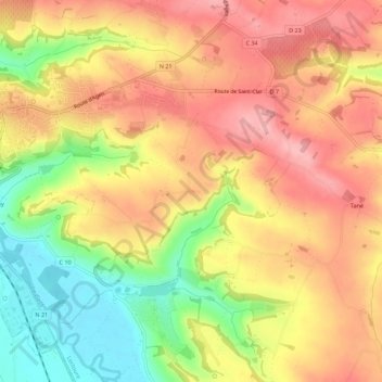 Perbosc topographic map, elevation, terrain