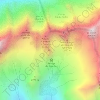 Aiguille Dibona topographic map, elevation, terrain