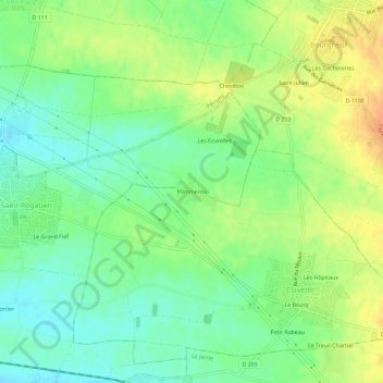 Pommerou topographic map, elevation, terrain