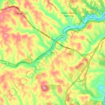 Cecil topographic map, elevation, terrain
