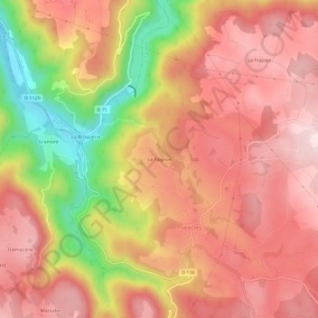 La Pagesie topographic map, elevation, terrain