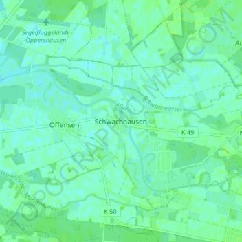 Schwachhausen topographic map, elevation, terrain