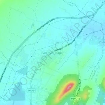 Rathinam Nagar topographic map, elevation, terrain