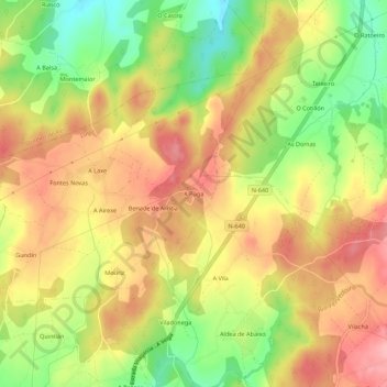 A Puga topographic map, elevation, terrain