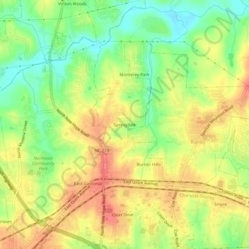 Springdale topographic map, elevation, terrain