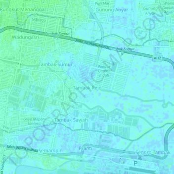 Tambak Rejo topographic map, elevation, terrain