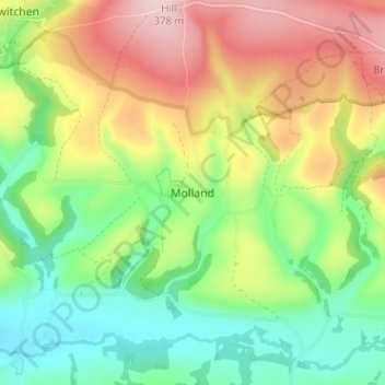 Molland topographic map, elevation, terrain