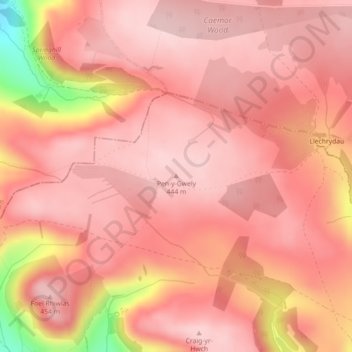 Pen-y-Gwely topographic map, elevation, terrain