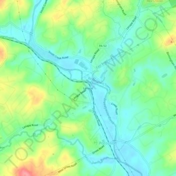 Lenape topographic map, elevation, terrain