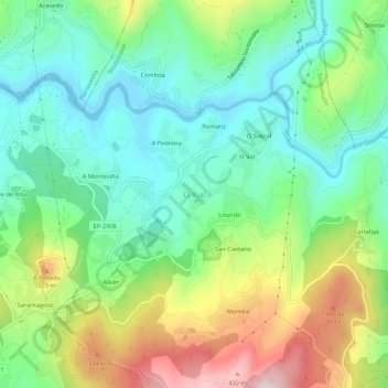 O Rial topographic map, elevation, terrain