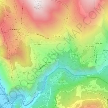 Le Grand-Châtain topographic map, elevation, terrain