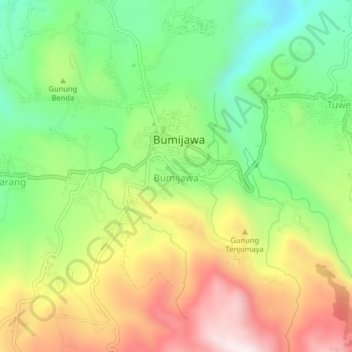 Bumijawa topographic map, elevation, terrain