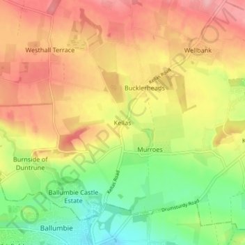 Kellas topographic map, elevation, terrain